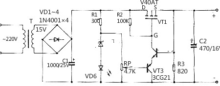 場效管直流穩(wěn)壓電路圖 場效管直流穩(wěn)壓電路圖