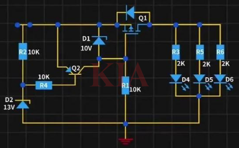 12v穩壓電源電路圖,原理圖分享-KIA MOS管